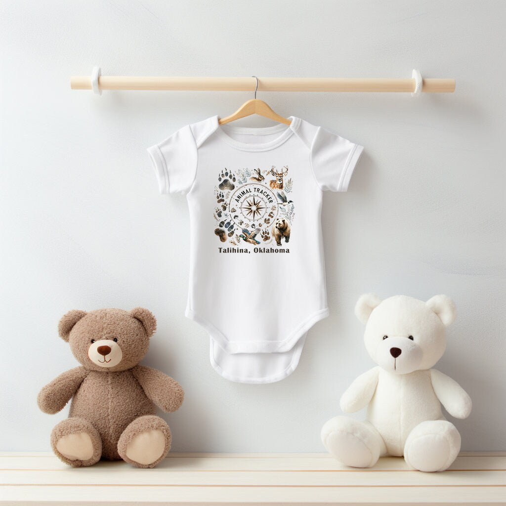 Baby Bodysuit, Animal Tracker One Piece Baby Suit, Baby Gift, Long / Short Sleeve, 0-18 Months size