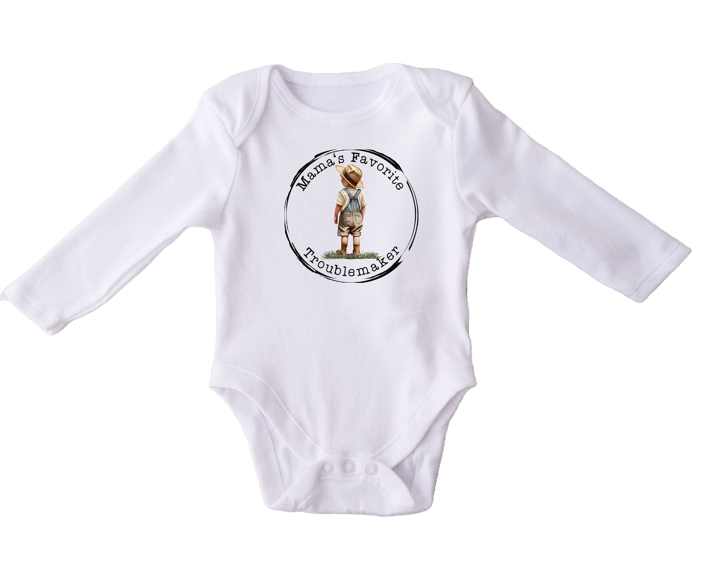 Baby Bodysuit, Mama's Favorite Troublemaker One Piece Baby Suit, Baby Gift, Long / Short Sleeve, 0-18 Months size