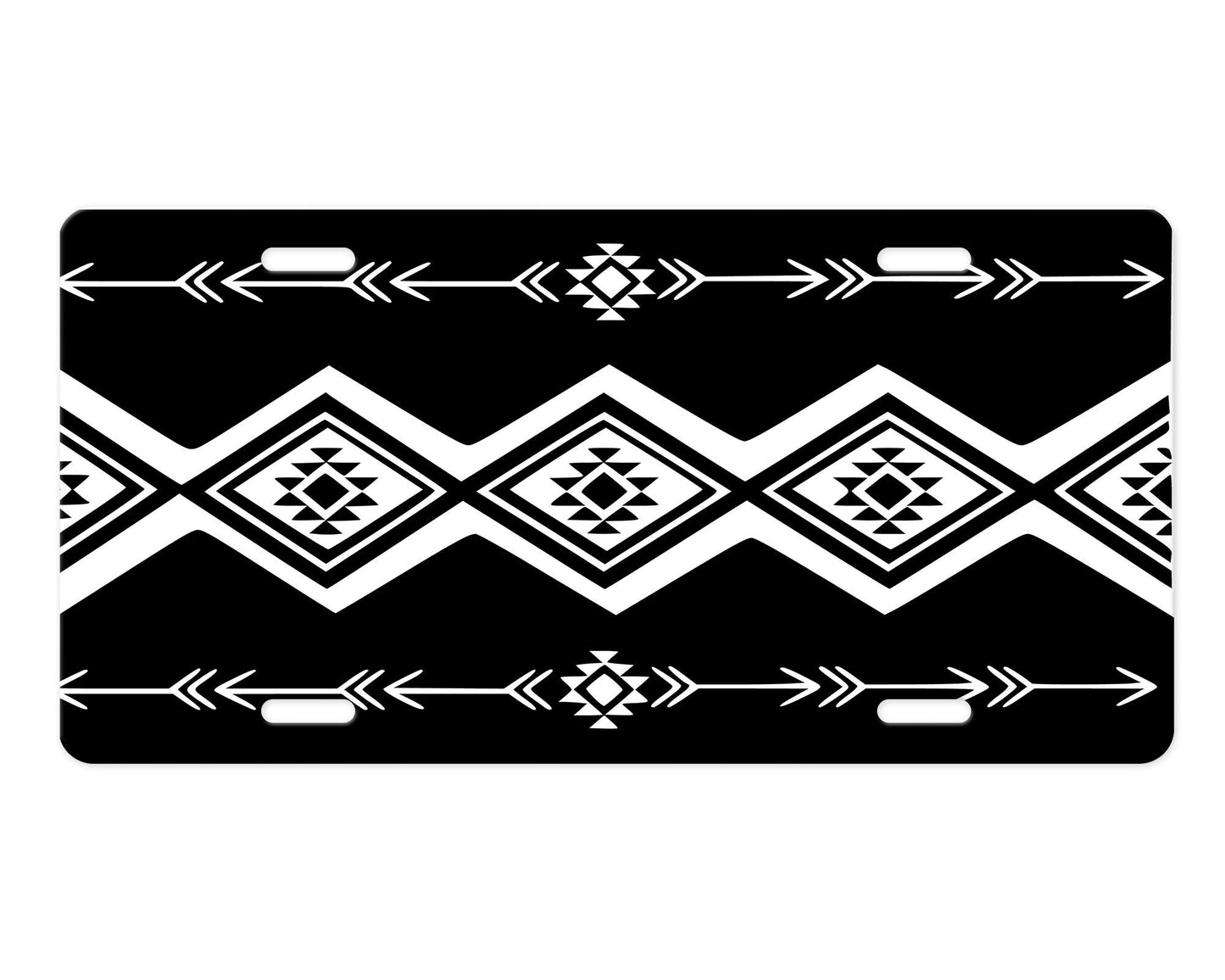 Vanity Front License Plate, Black and White Tribal Arrows Aluminum Vanity License Plate Car Accessory Decorative Front Plate