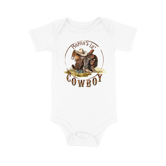 Baby Bodysuit, Mama's Lil' Cowboy One Piece Baby Suit, Baby Gift, Long / Short Sleeve, 0-18 Months size