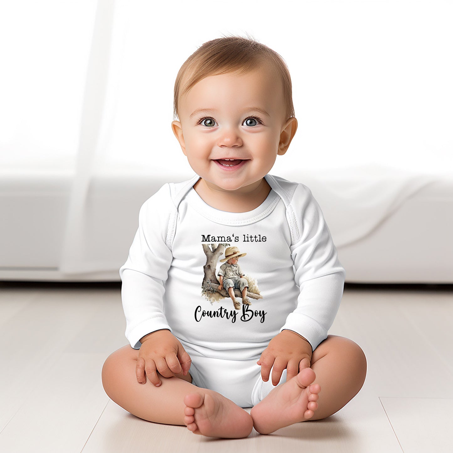 Baby Bodysuit, Mama's Little Country Boy One Piece Baby Suit, Baby Gift, Long / Short Sleeve, 0-18 Months size