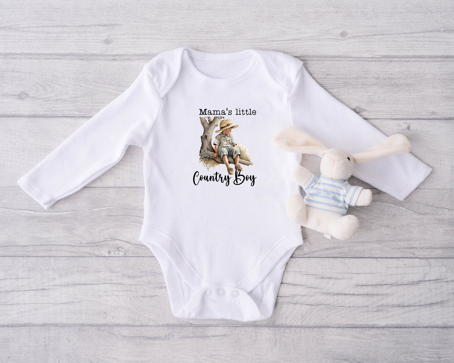 Baby Bodysuit, Mama's Little Country Boy One Piece Baby Suit, Baby Gift, Long / Short Sleeve, 0-18 Months size