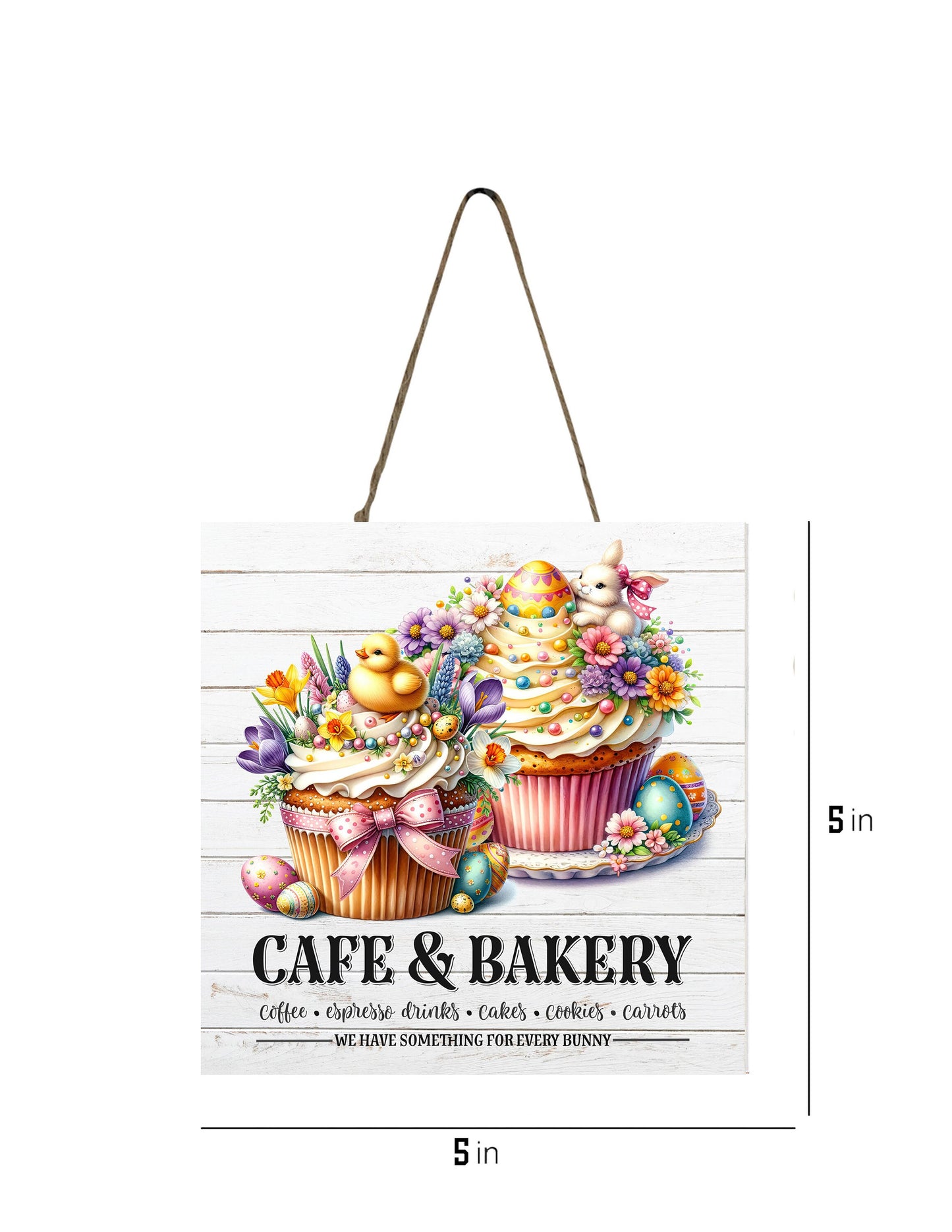 Easter Sign, Easter Cupcakes Hanging Wall Mini Sign Wood Home Decor, Door Hanger, Wreath Sign