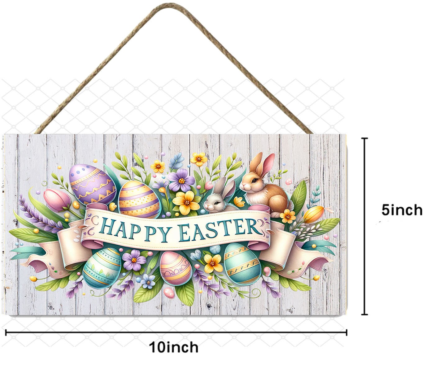 Easter Sign, Happy Easter Banner, Hanging Wall Sign Wood Home Decor, Wreath Sign, Door Hanger