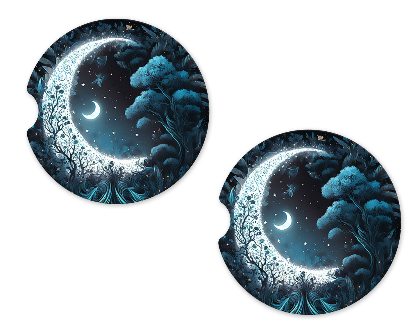 Set of 2 Blue Moon Sandstone Car Coasters, Car Accessory