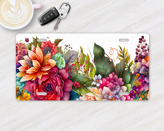 Vanity Front License Plate, Floral Border Aluminum Vanity License Plate Car Accessory Decorative Front Plate