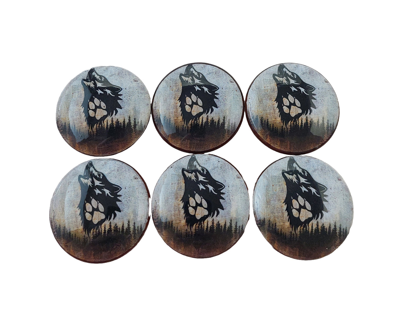 Cabinet Knobs, Set of 6 Howling Wolf Cabinet Knobs, Drawer Knobs and Pulls,