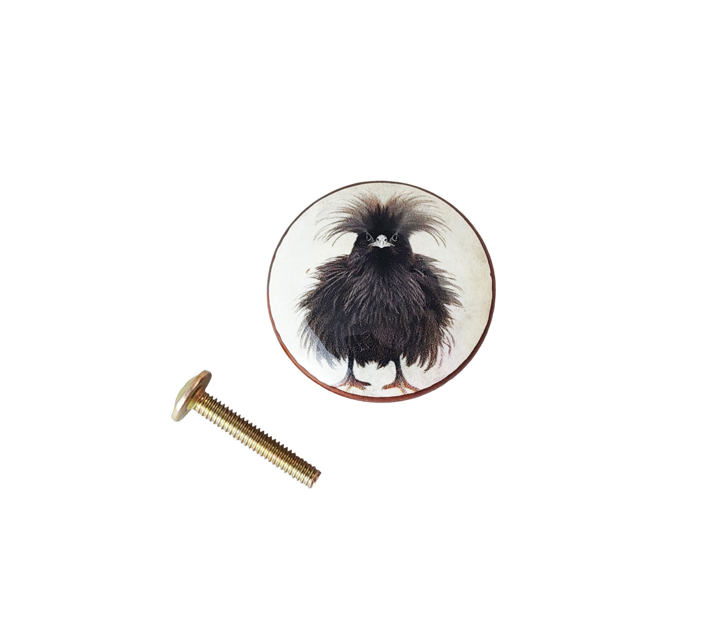 Silkie Chickens Cabinet and Drawer Knobs, Set of 8 Wood Drawer Knobs and Pulls, Kitchen Cabinet Knobs