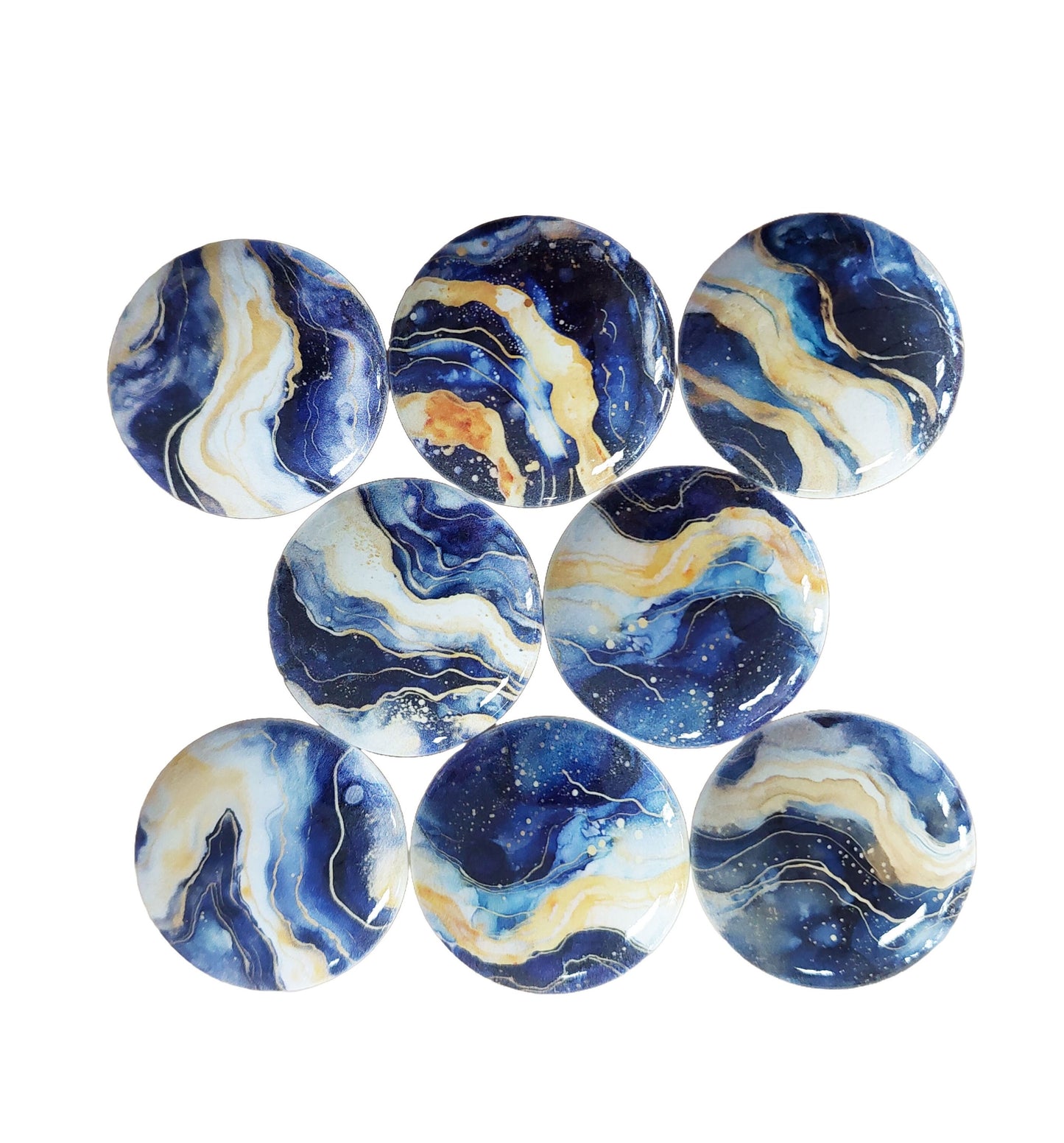 Blue, White and Gold Marble Cabinet and Drawer Knobs, Set of 8, Cabinet Knobs Drawer Knobs and Pulls, Kitchen Cabinet Knobs