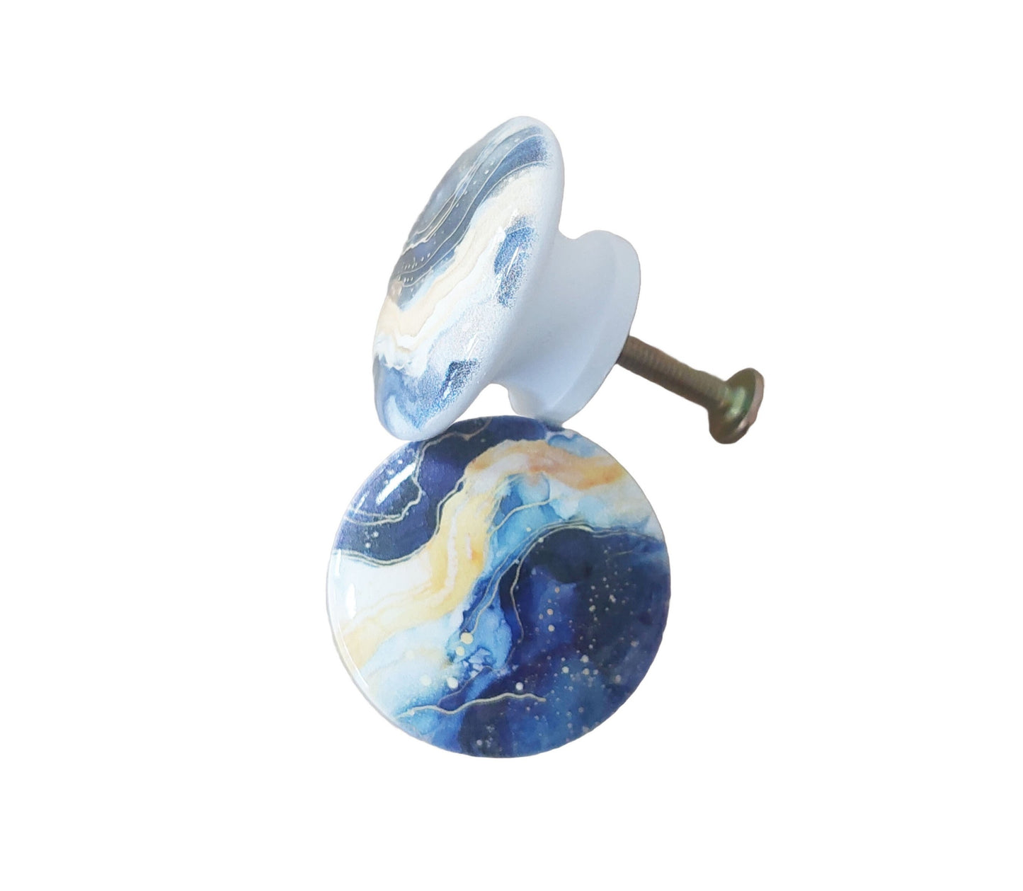 Blue, White and Gold Marble Cabinet and Drawer Knobs, Set of 8, Cabinet Knobs Drawer Knobs and Pulls, Kitchen Cabinet Knobs