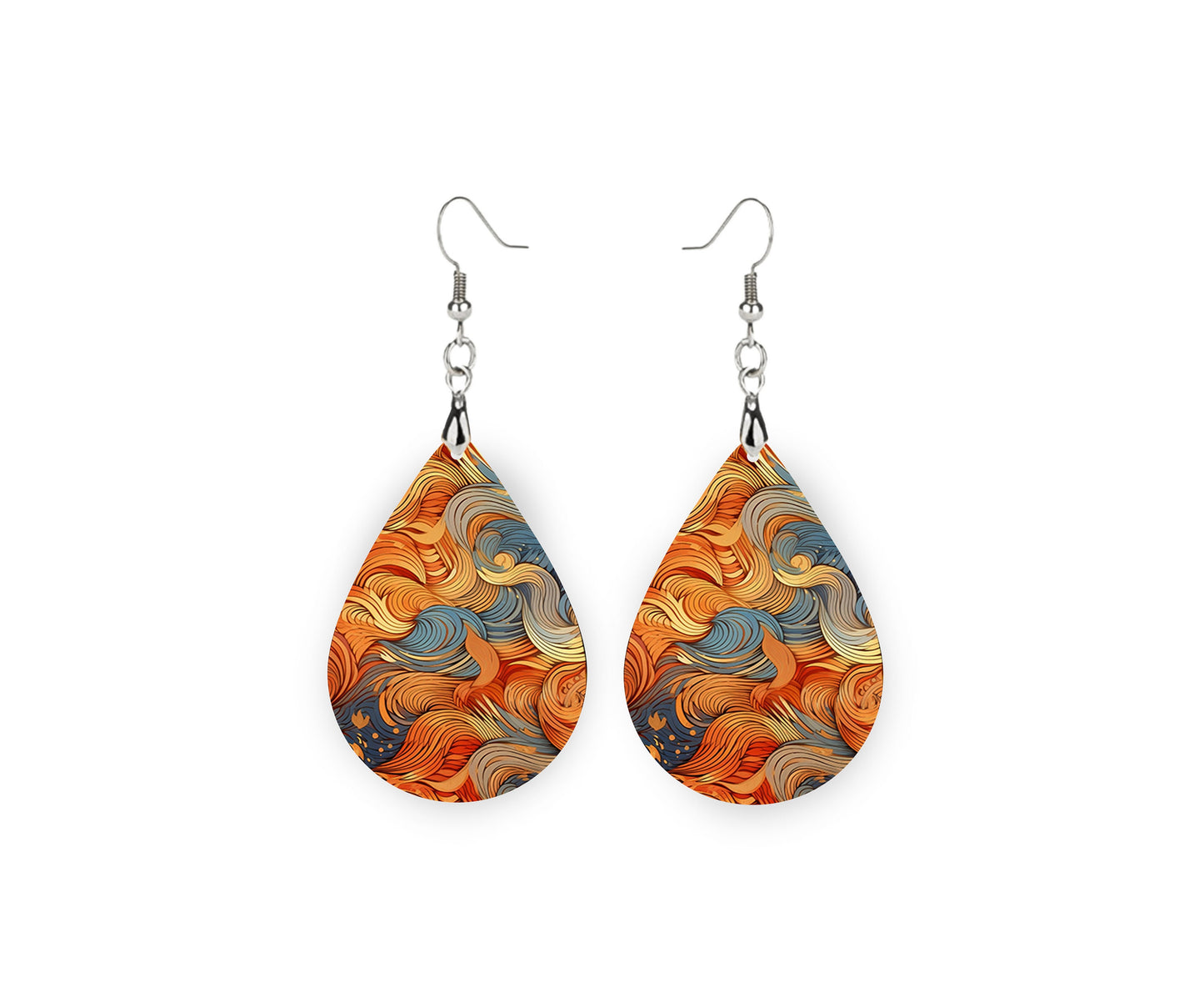 Prevailing Winds Print Earrings Print Tear Drop Wood Dangle Earrings Hypoallergenic Jewelry