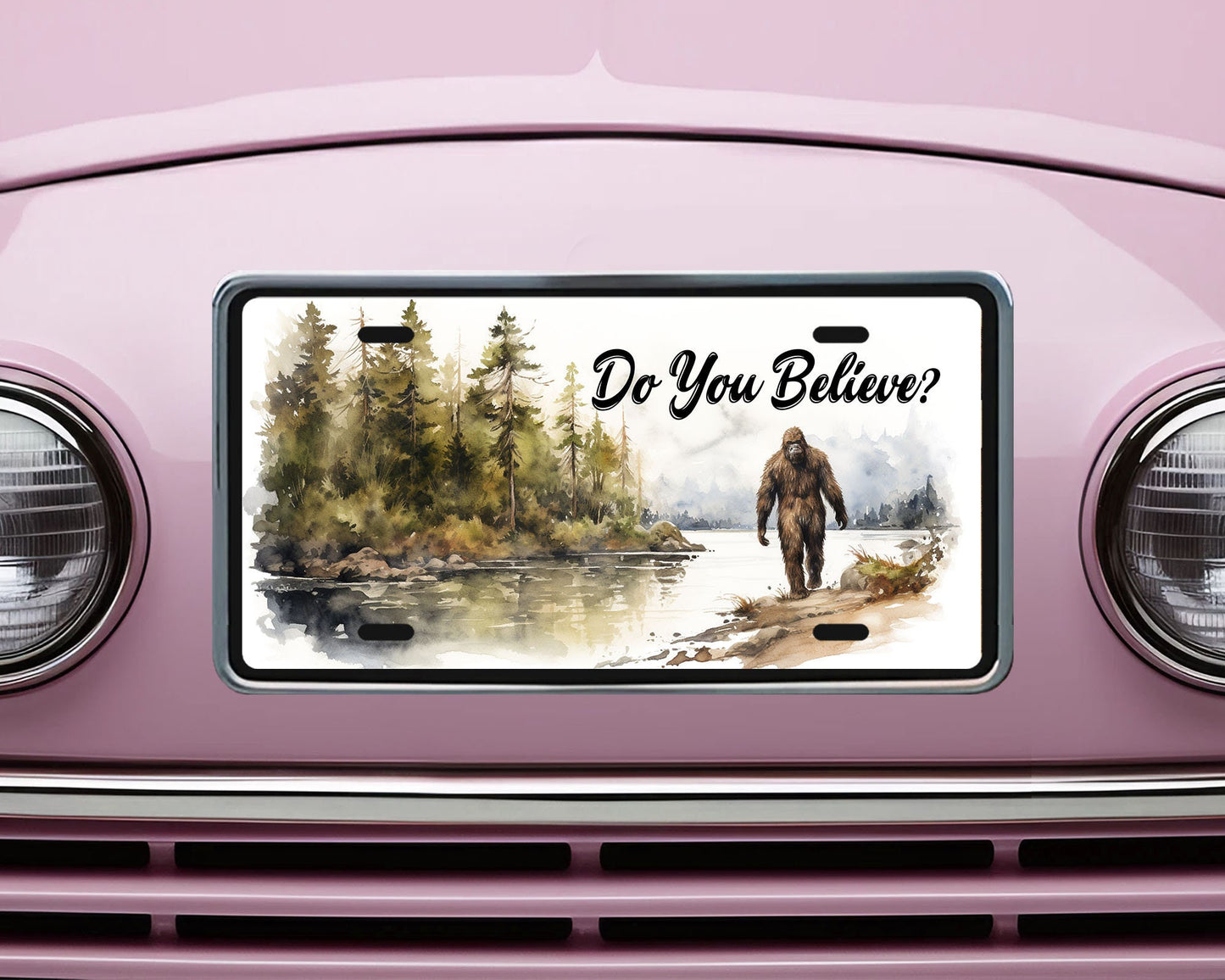 Vanity Front License Plate, Bigfoot, Do You Believe Aluminum Vanity License Plate Car Accessory Decorative Front Plate