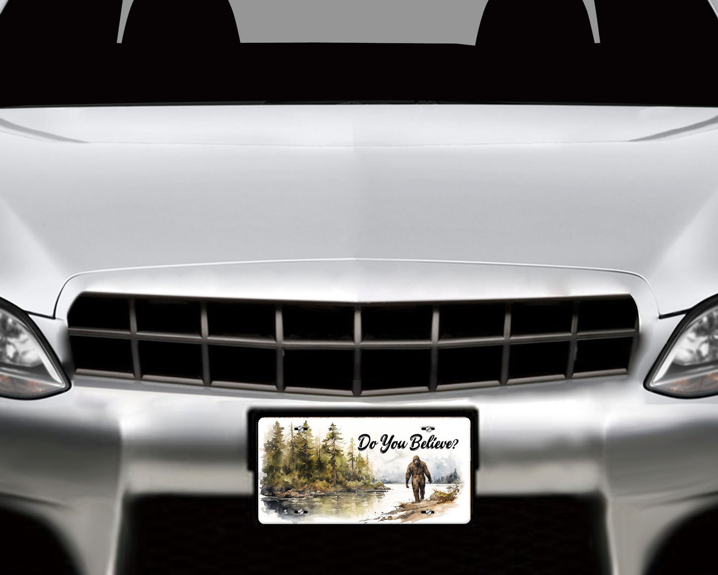 Vanity Front License Plate, Bigfoot, Do You Believe Aluminum Vanity License Plate Car Accessory Decorative Front Plate