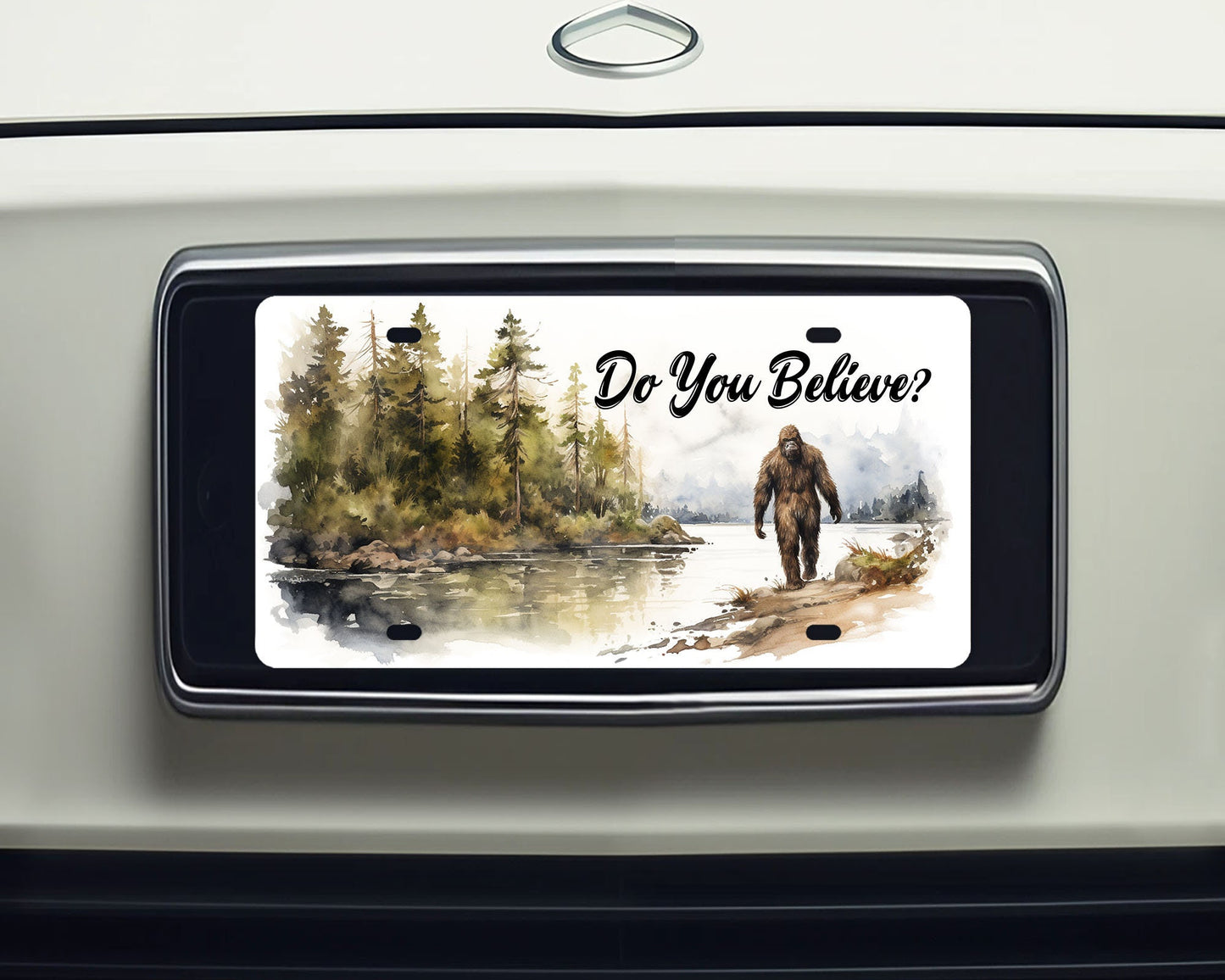 Vanity Front License Plate, Bigfoot, Do You Believe Aluminum Vanity License Plate Car Accessory Decorative Front Plate