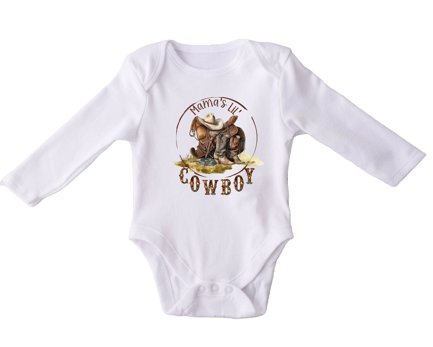 Baby Bodysuit, Mama's Lil' Cowboy One Piece Baby Suit, Baby Gift, Long / Short Sleeve, 0-18 Months size