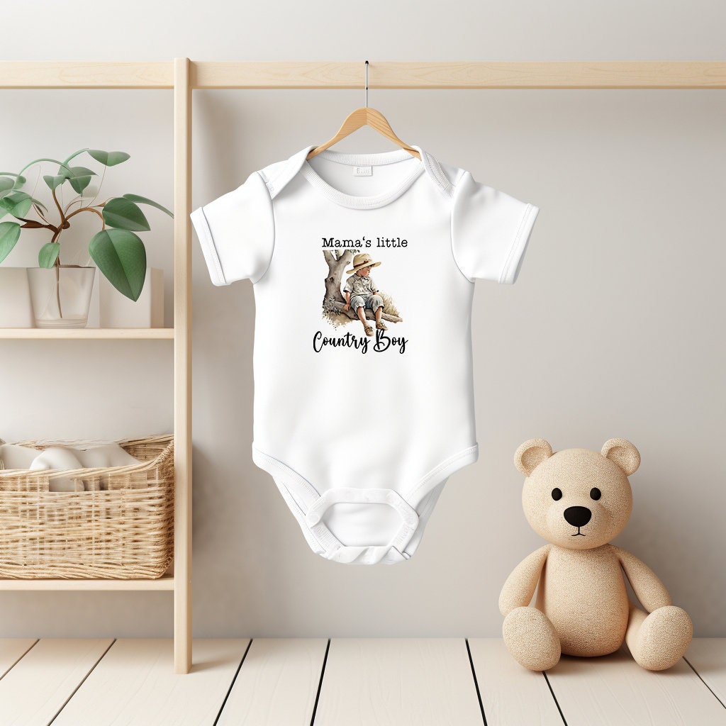 Baby Bodysuit, Mama's Little Country Boy One Piece Baby Suit, Baby Gift, Long / Short Sleeve, 0-18 Months size