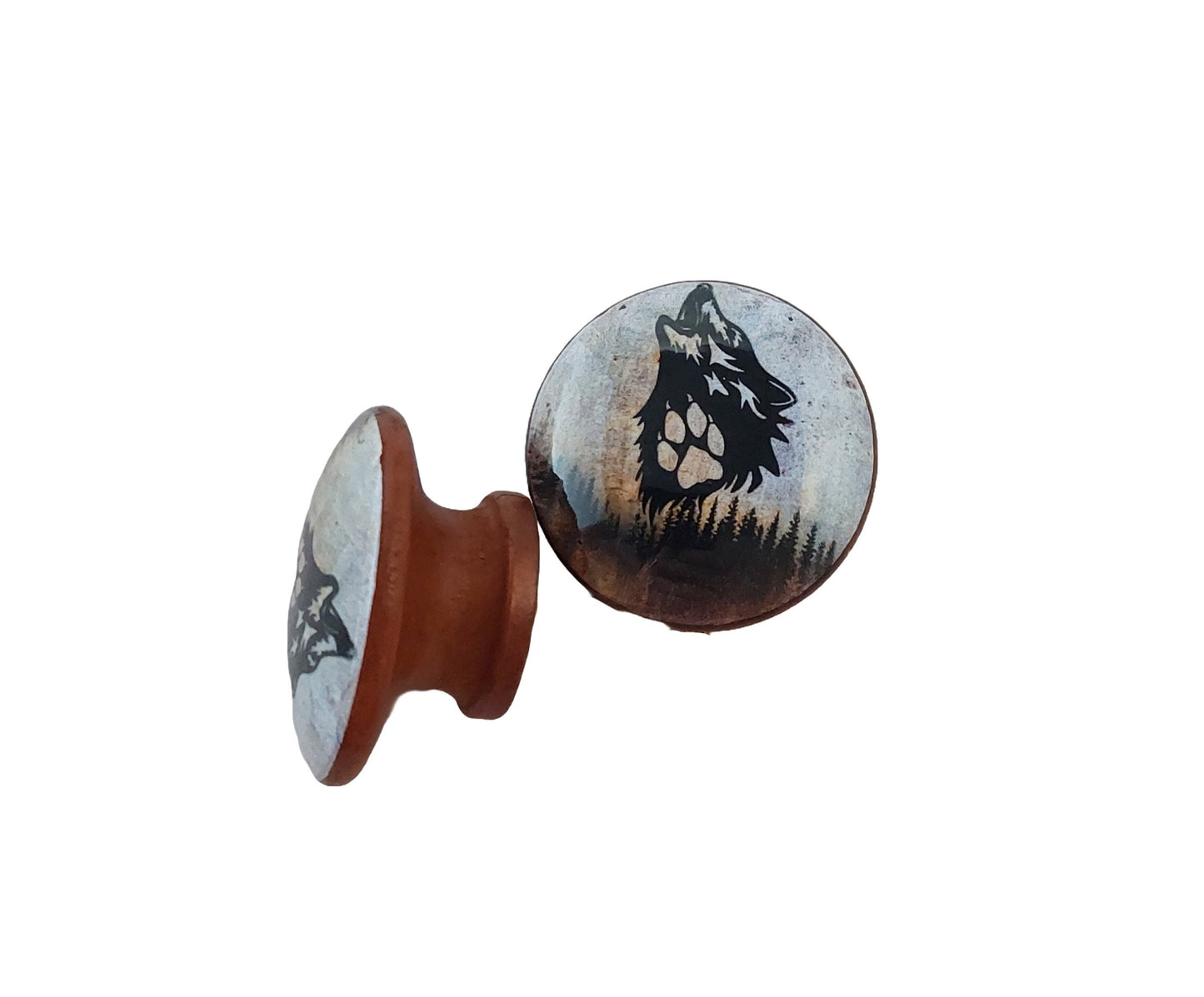 Cabinet Knobs, Set of 6 Howling Wolf Cabinet Knobs, Drawer Knobs and Pulls,