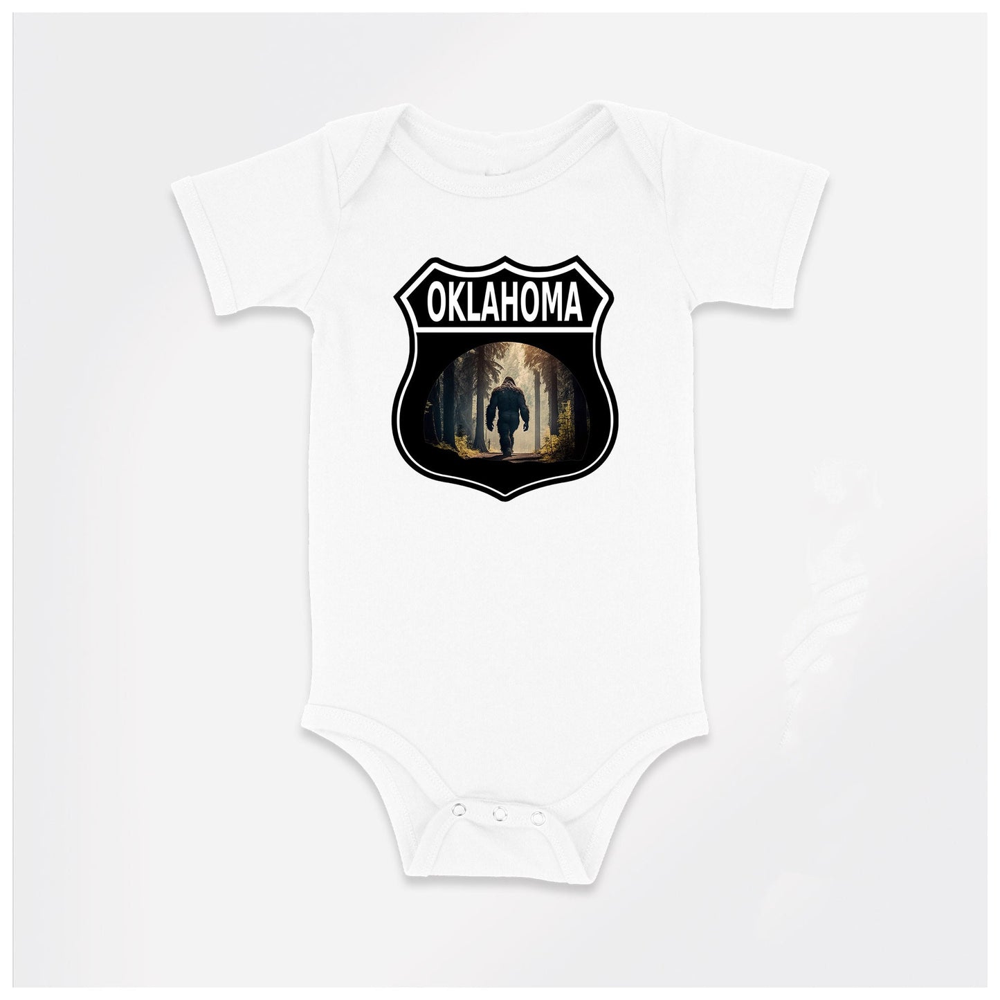 Baby Bodysuit, Oklahoma Bigfoot One Piece Baby Suit, Baby Gift,  Short Sleeve, 0-18 Months size