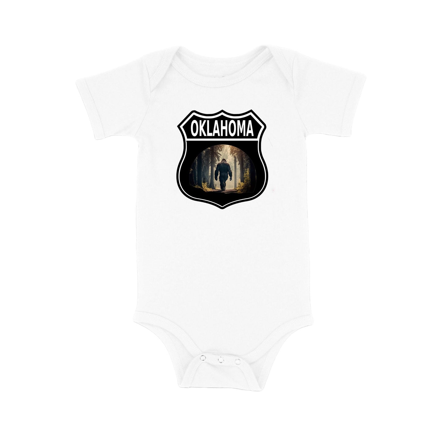 Baby Bodysuit, Oklahoma Bigfoot One Piece Baby Suit, Baby Gift,  Short Sleeve, 0-18 Months size