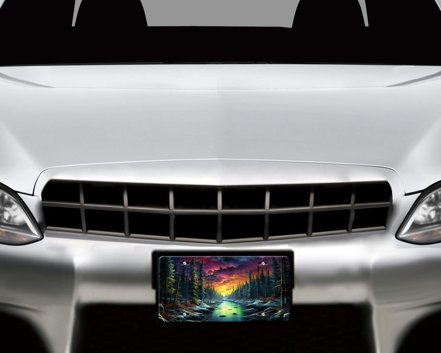 Vanity Front License Plate, Aurora Borealis Aluminum Vanity License Plate Car Accessory Decorative Front Plate