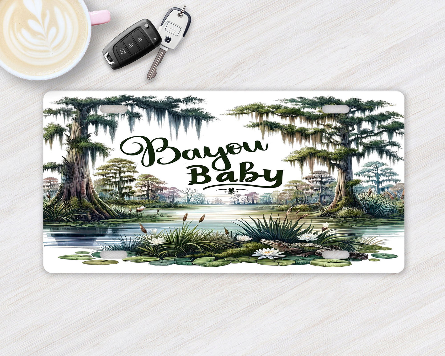 Vanity Front License Plate, Bayou Baby Aluminum Vanity License Plate Car Accessory Decorative Front Plate