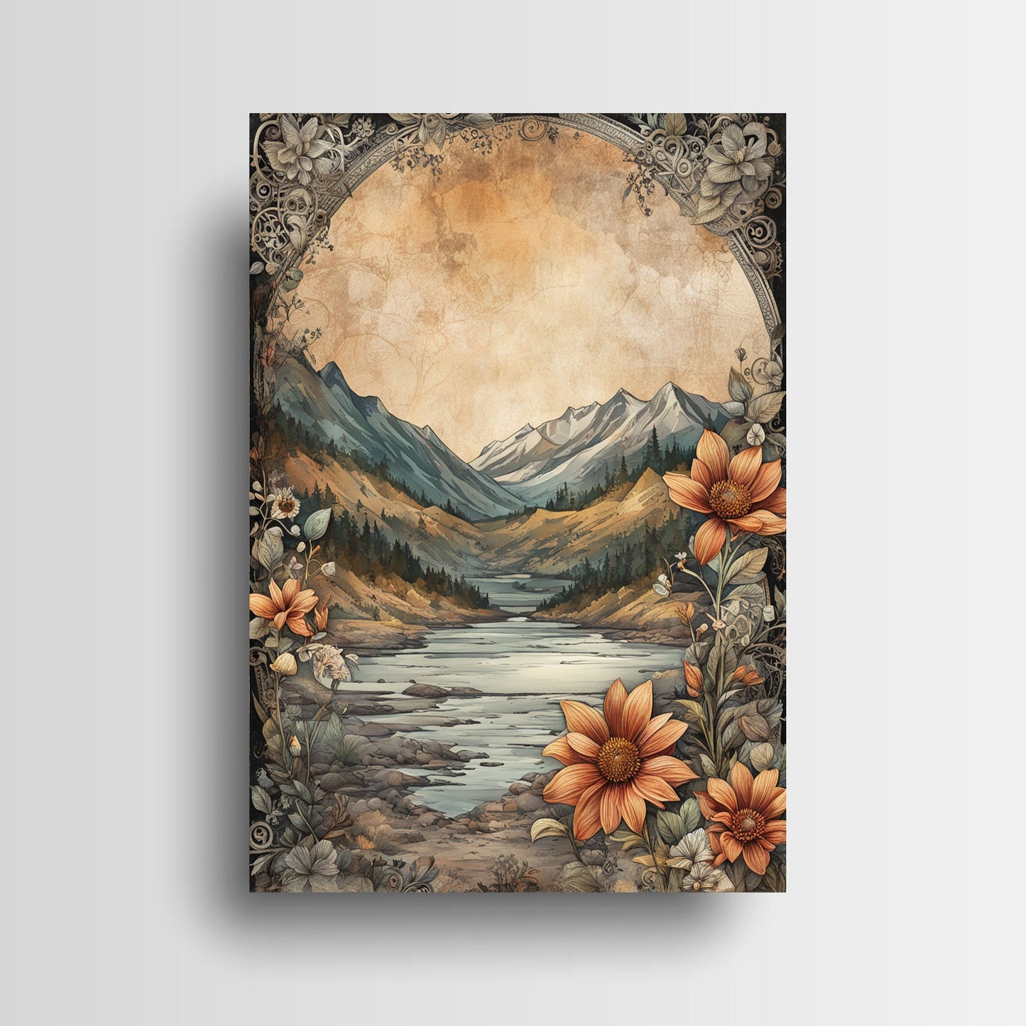 16x20 Mountain Stream Wall Art Canvas Print