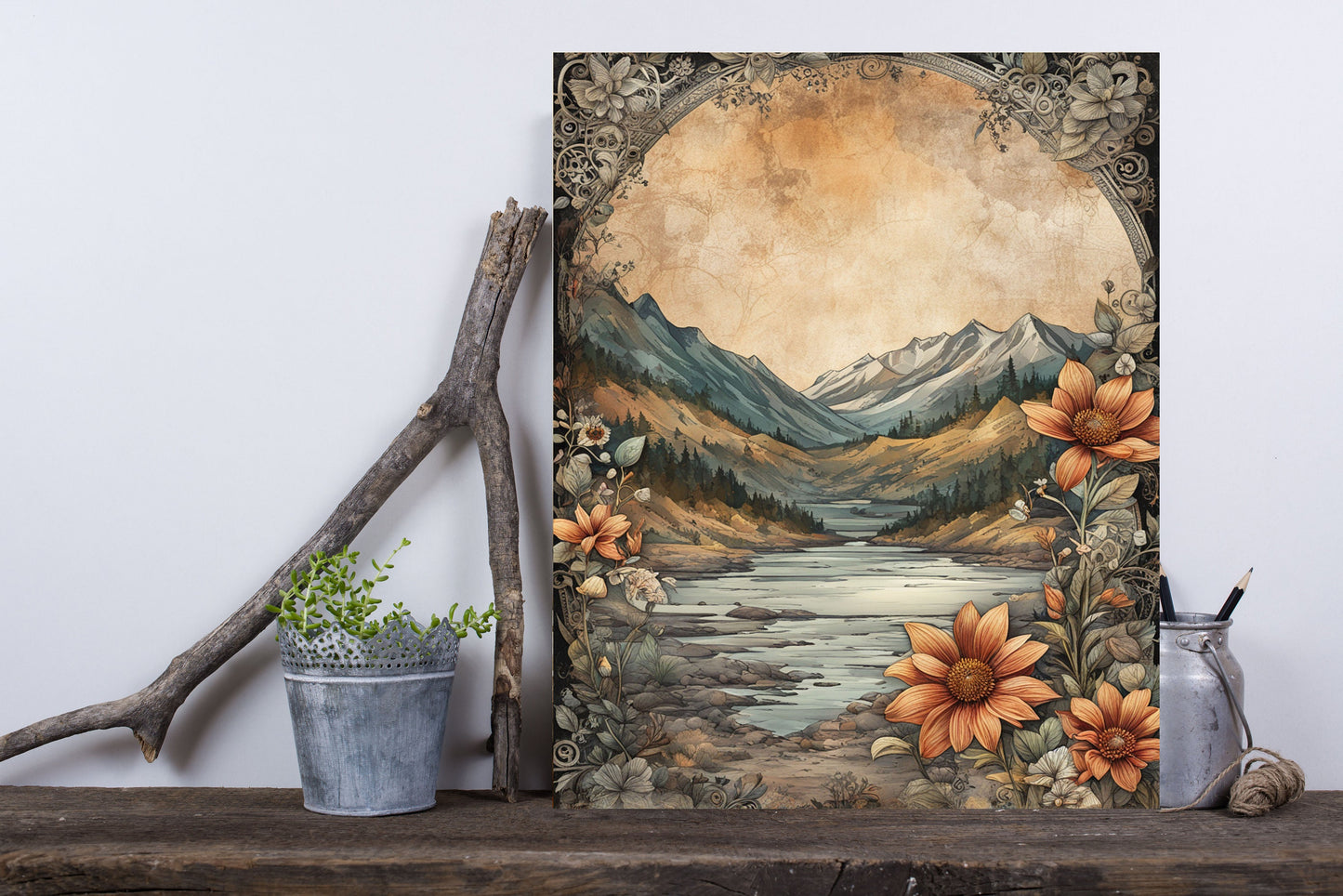 16x20 Mountain Stream Wall Art Canvas Print