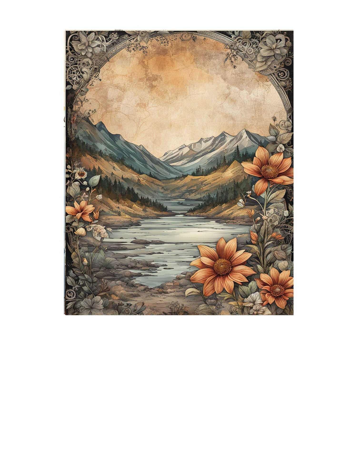 16x20 Mountain Stream Wall Art Canvas Print