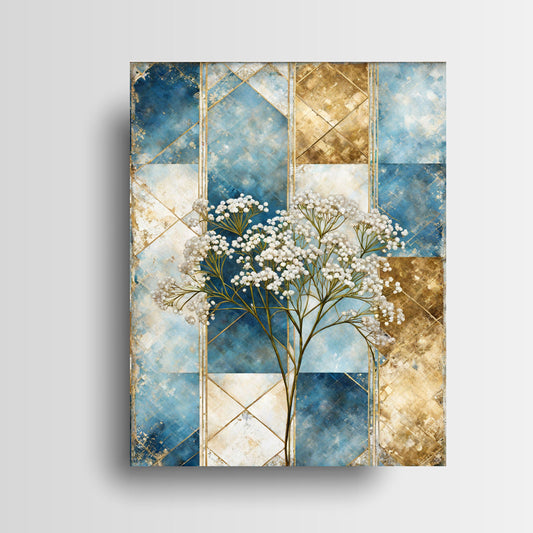 16x20 Baby's Breath on Blue Wall Art Canvas Print