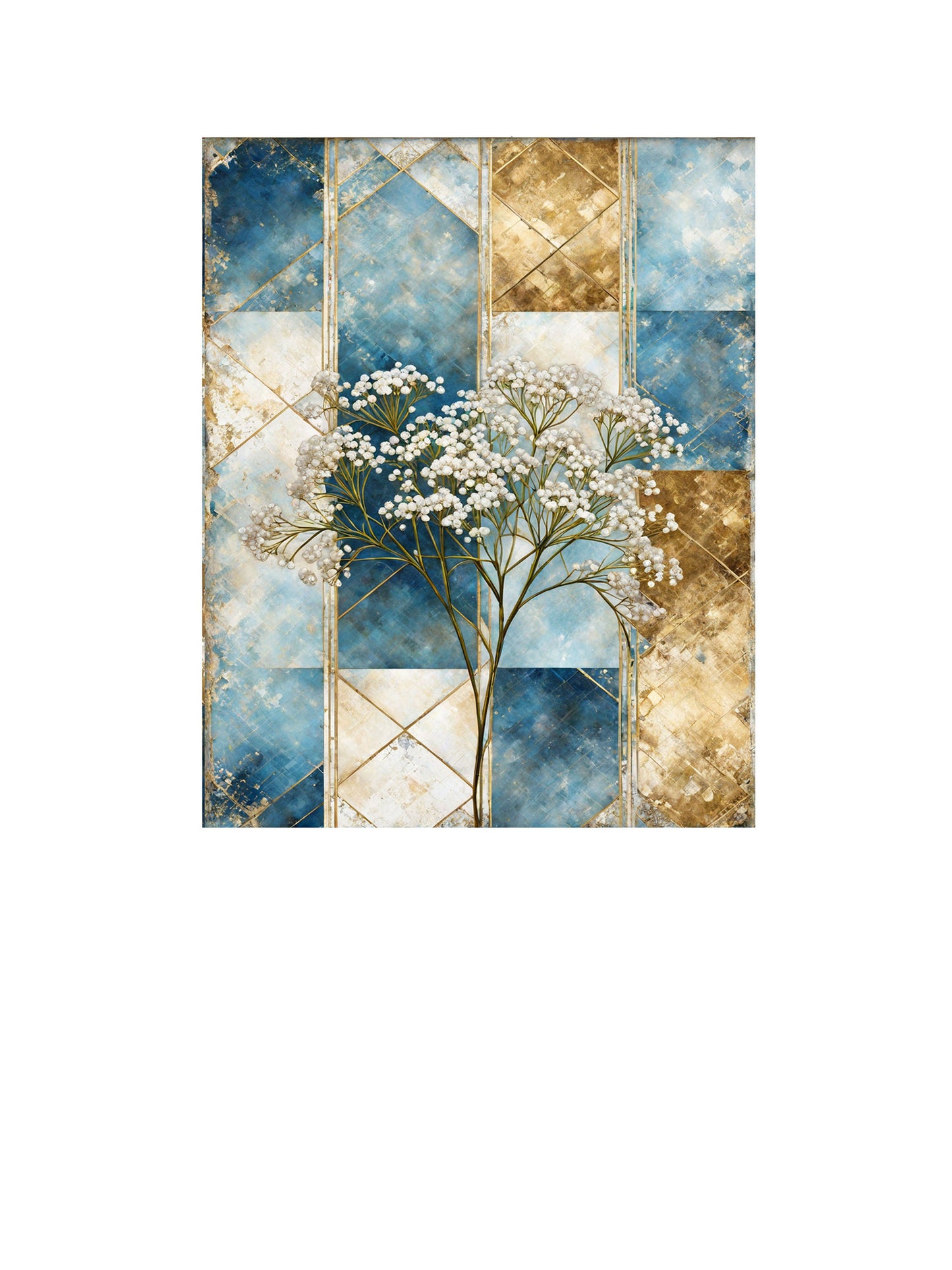 16x20 Baby's Breath on Blue Wall Art Canvas Print