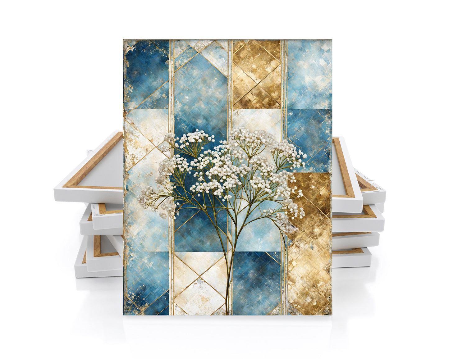 16x20 Baby's Breath on Blue Wall Art Canvas Print