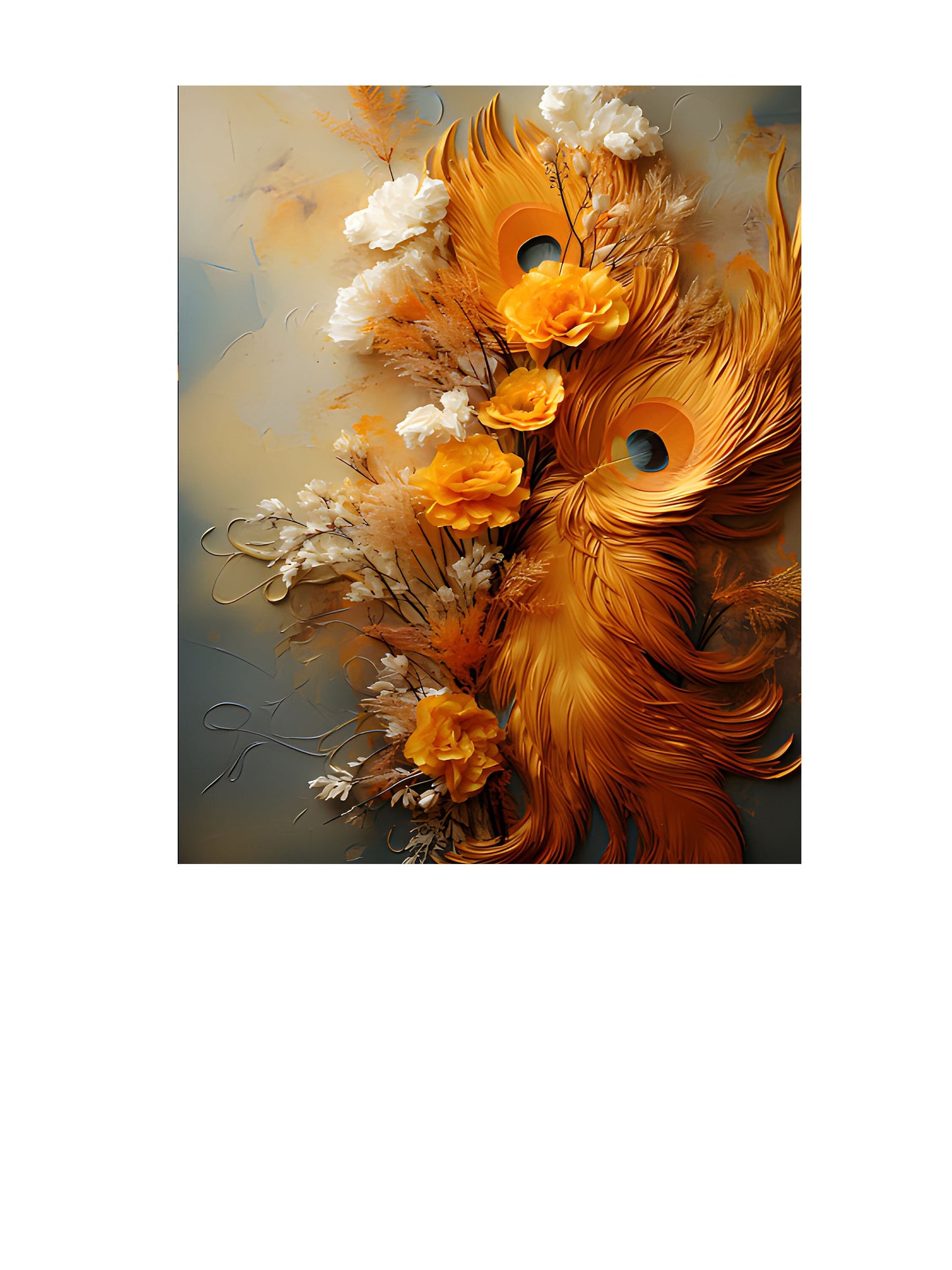 16x20 Mustard Feathers Wall Art Canvas Print