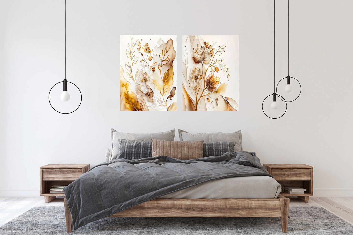 Set of 2 16x20 Abstract Foliage Wall Art Canvas Prints, Contemporary Wall Art