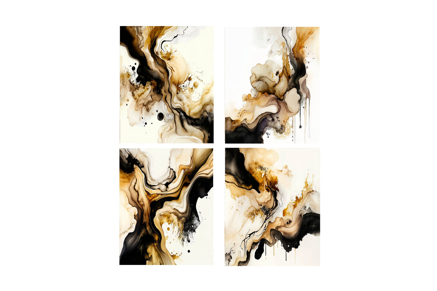 Set of 4  8x10 Abstract Neutral Flow Wall Art Canvas Print, Contemporary Wall Art