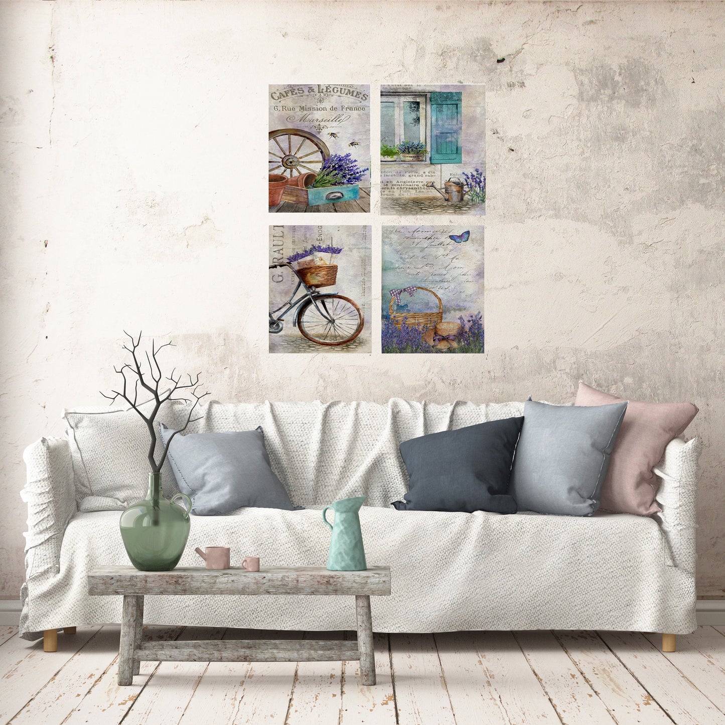 Set of 4  8x10 Lavender Days Wall Art Canvas Print, Contemporary Wall Art