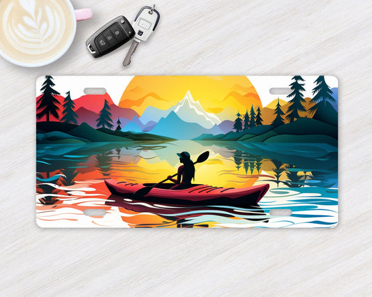 Vanity Front License Plate, Colorful Kayak Aluminum License Plate Car Accessory Decorative Front Plate