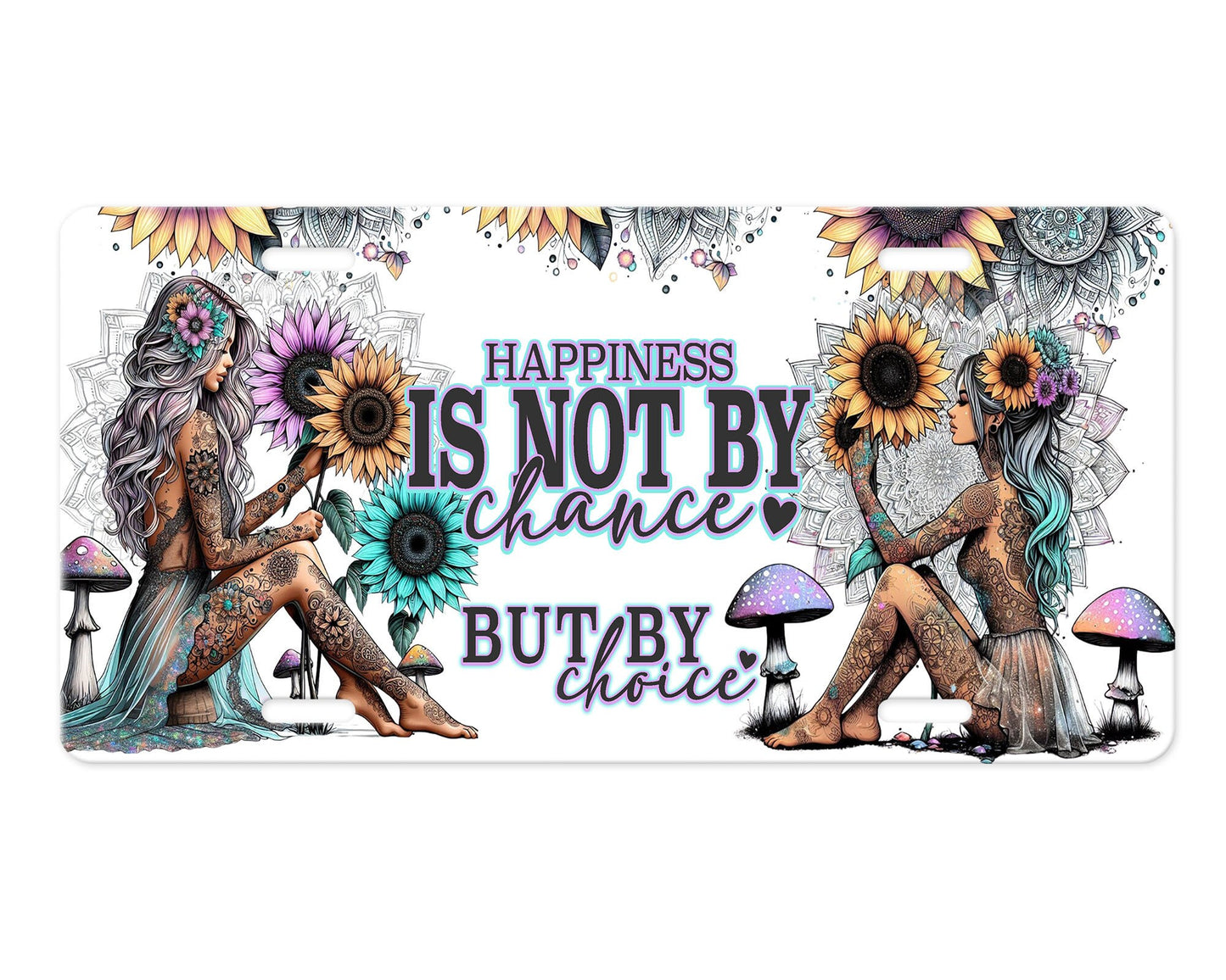 Vanity Front License Plate, Happiness is Not By Chance but By Choice Aluminum License Plate Car Accessory Decorative Front Plate