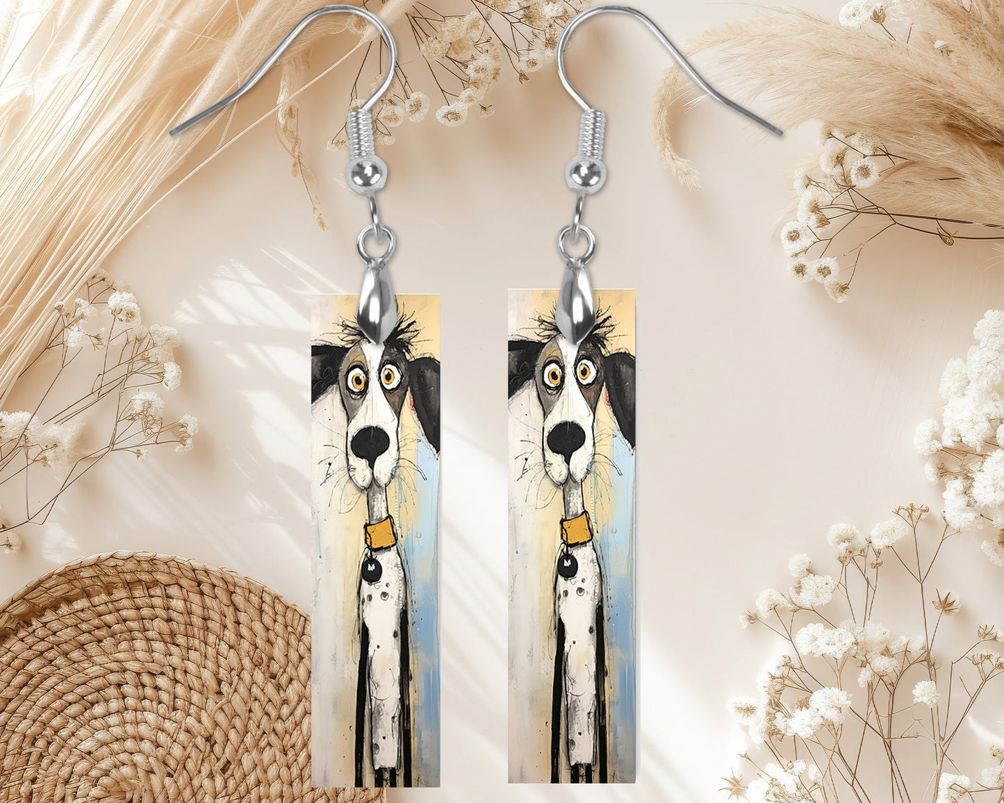 New Release Oscar Muttley Dog Printed Wood Dangle Earrings Hypoallergenic Jewelry Handmade