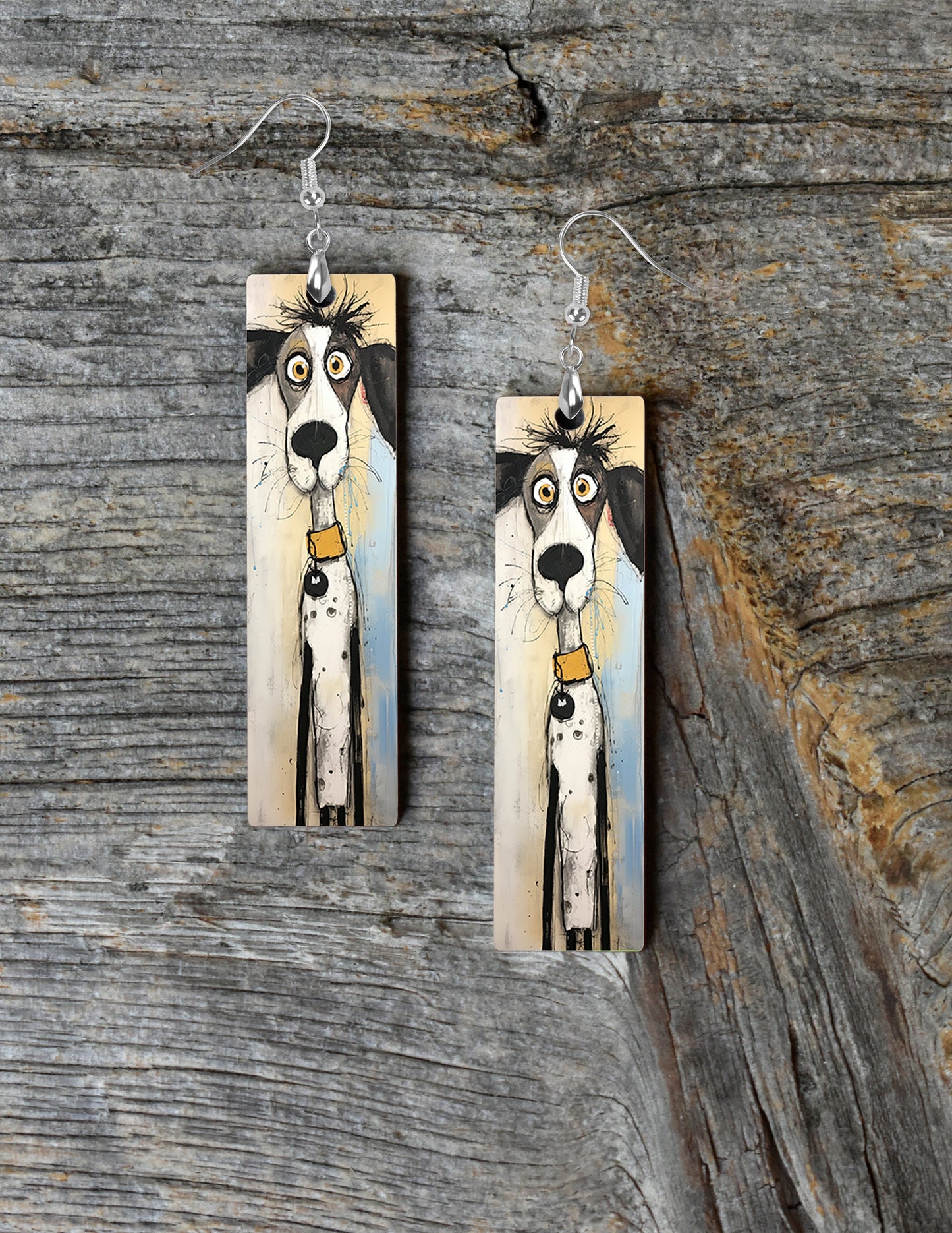 New Release Oscar Muttley Dog Printed Wood Dangle Earrings Hypoallergenic Jewelry Handmade