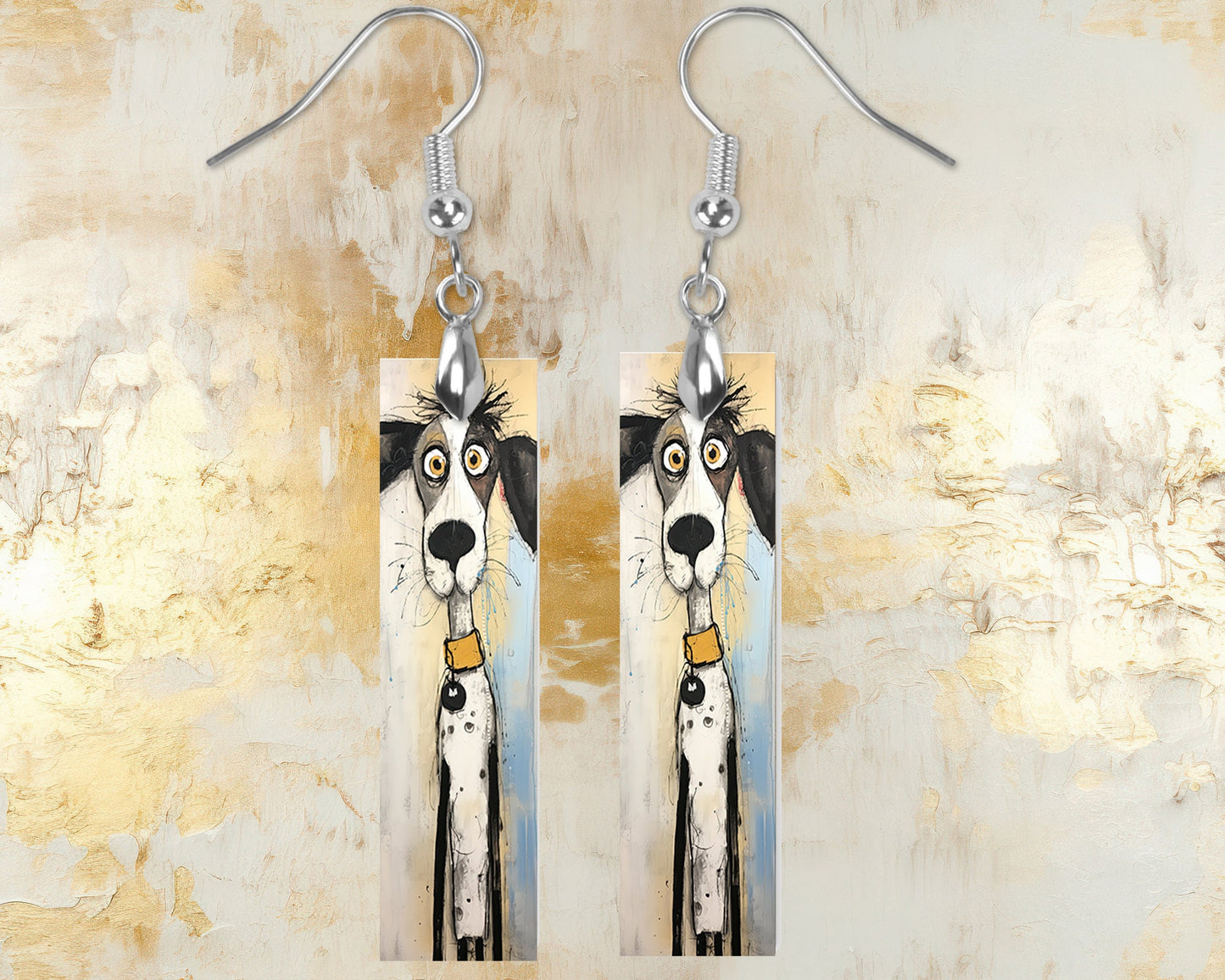 New Release Oscar Muttley Dog Printed Wood Dangle Earrings Hypoallergenic Jewelry Handmade