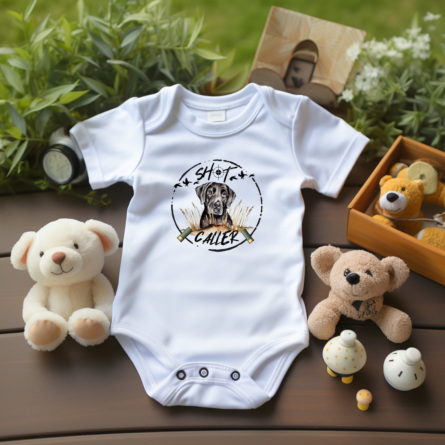 Baby Bodysuit, Shot Caller One Piece Baby Suit, Baby Gift, Long / Short Sleeve, 0-18 Months size