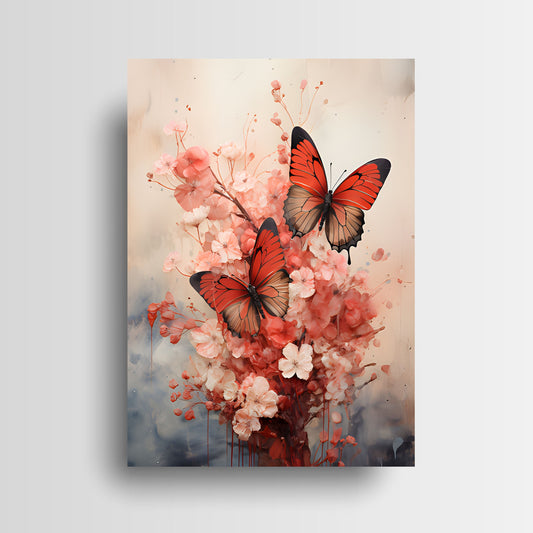 16x20 Coral Butterflies Wall Art Canvas Print