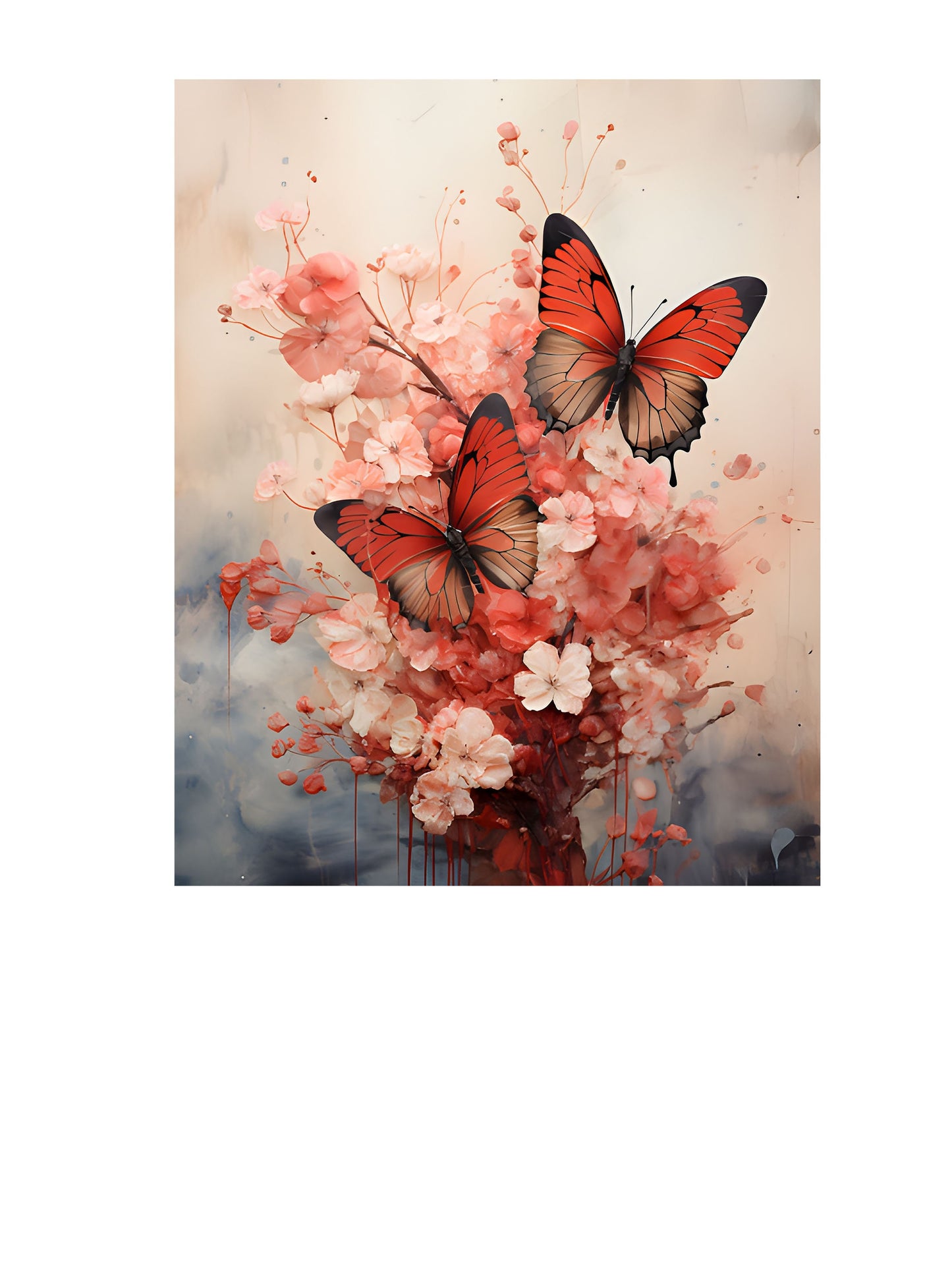 16x20 Coral Butterflies Wall Art Canvas Print