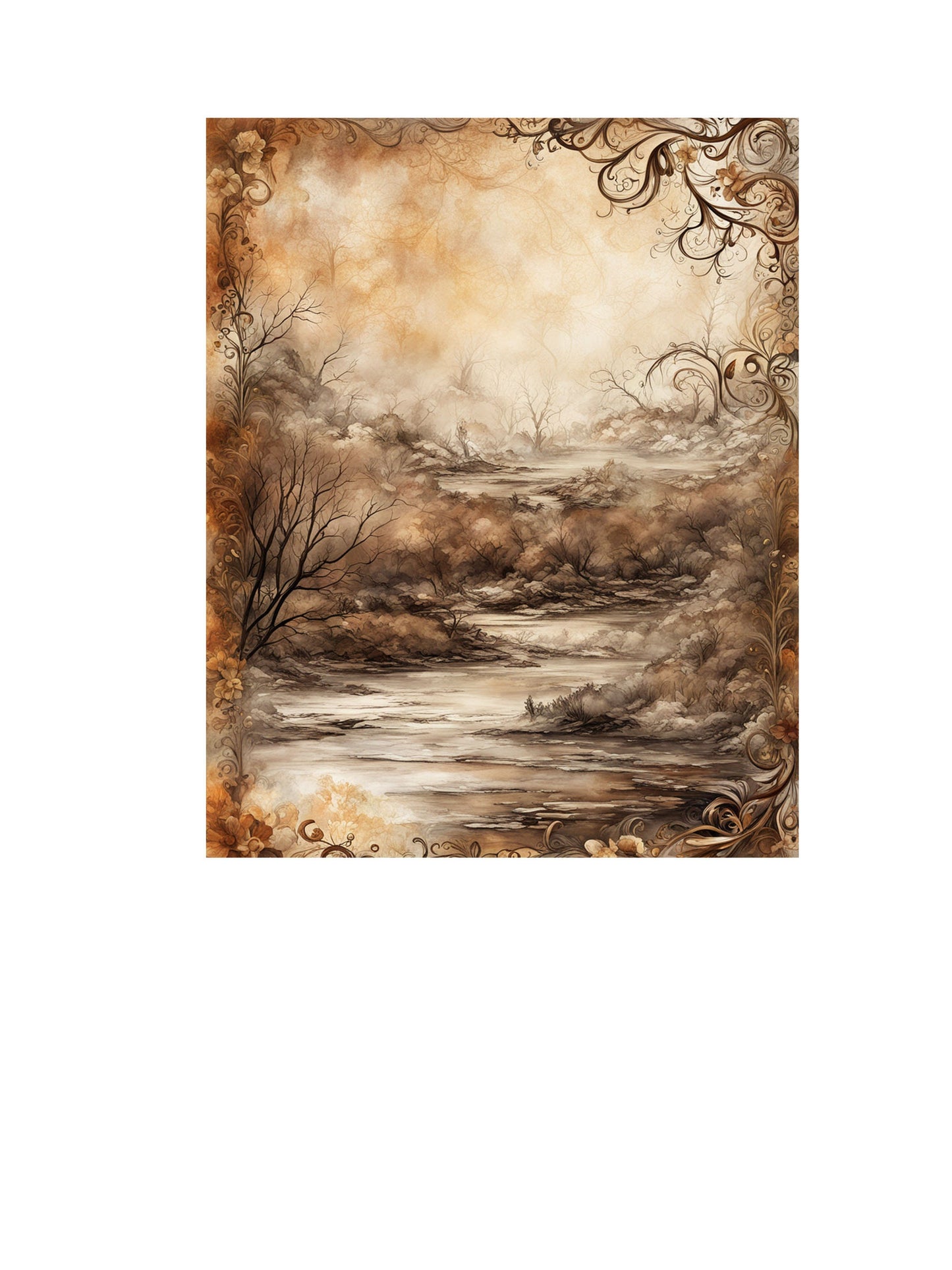 16x20 Desolate  River Wall Art Canvas Print