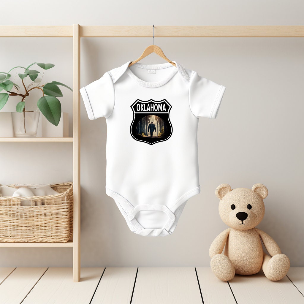 Baby Bodysuit, Oklahoma Bigfoot One Piece Baby Suit, Baby Gift,  Short Sleeve, 0-18 Months size