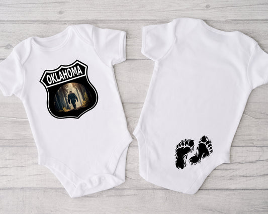 Baby Bodysuit, Oklahoma Bigfoot One Piece Baby Suit, Baby Gift,  Short Sleeve, 0-18 Months size