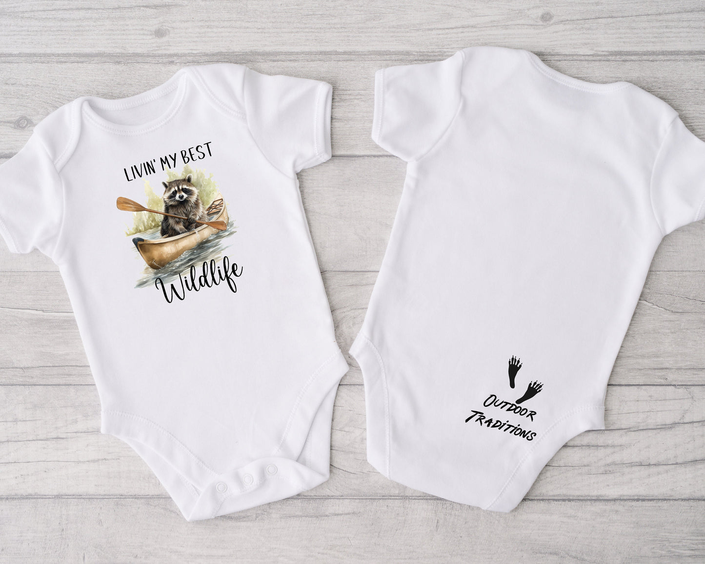 Baby Bodysuit, Raccoon Livin' My Best Wildlife One Piece Baby Suit, Baby Gift,  Short Sleeve, 0-18 Months size