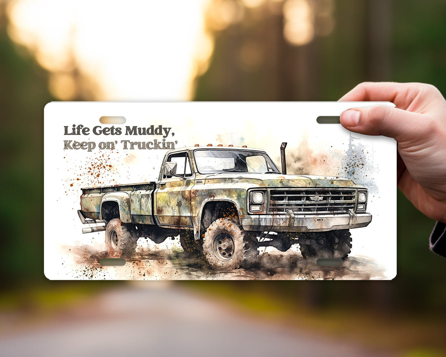 Life Gets Muddy Vanity Decorative Front License Plate Cute Car License Plate Aluminum Metal Plate