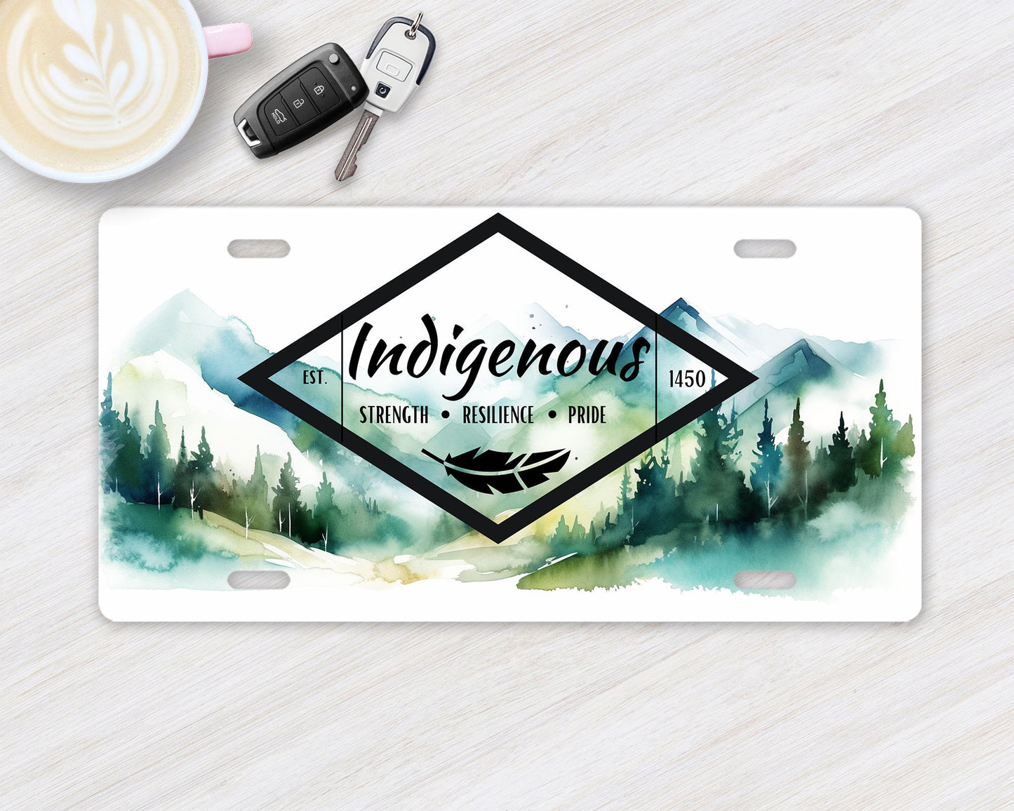 Vanity Front License Plate, Indigenous Mountains  Aluminum License Plate Car Accessory Decorative Front Plate