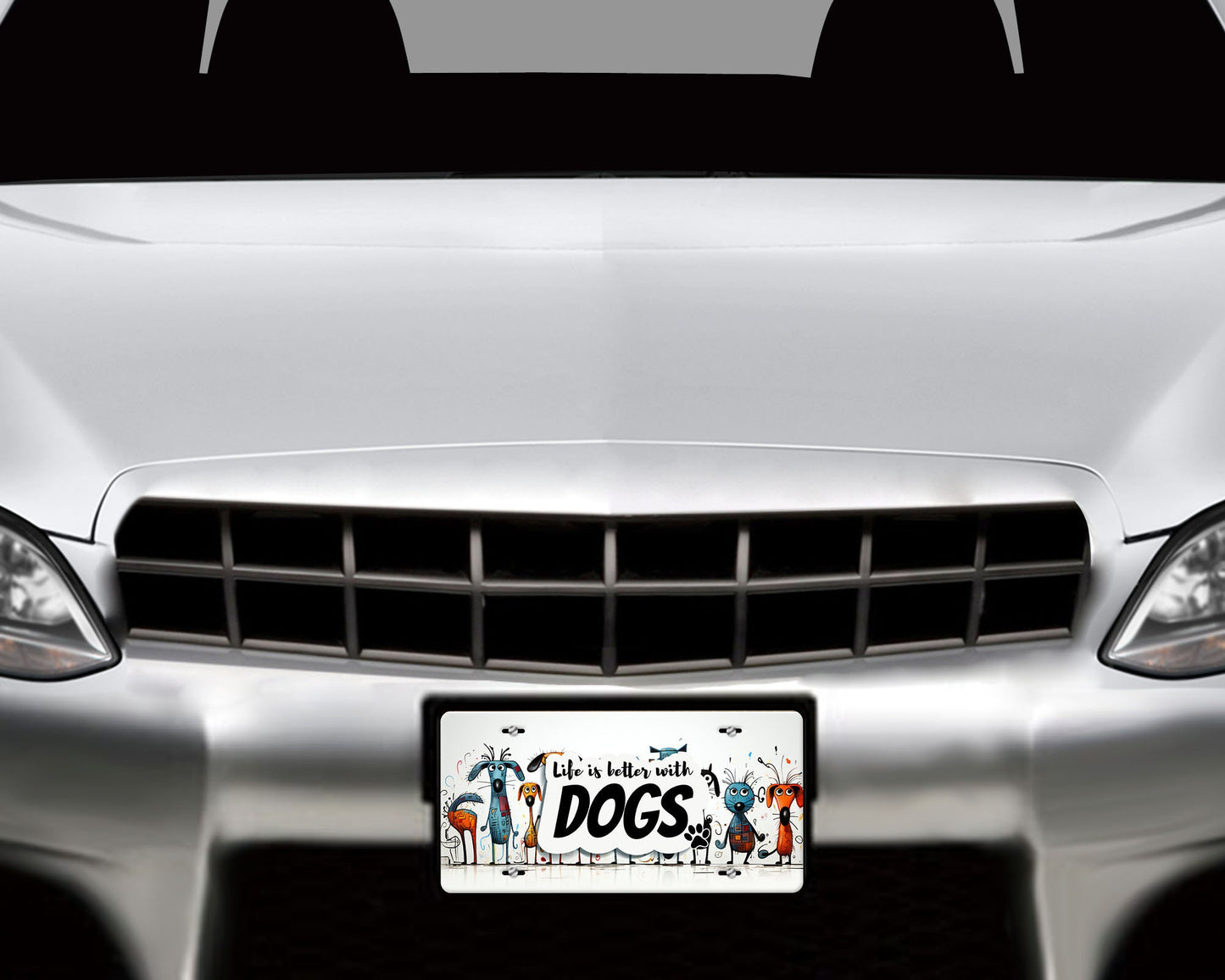 New Release Vanity Front License Plate, Life if Better with Dogs  Aluminum License Plate Car Accessory Decorative Front Plate